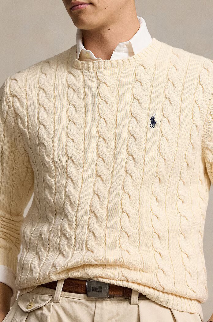 Polo Ralph Lauren Пуловер мъжки памучен бежов 710775885