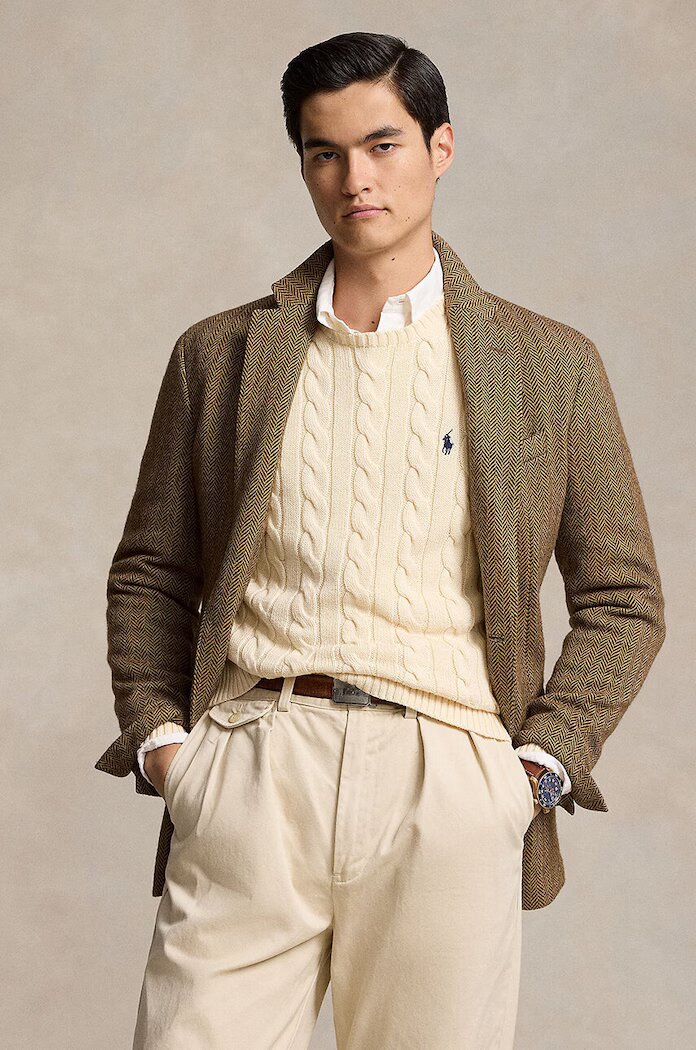 Polo Ralph Lauren Пуловер мъжки памучен бежов 710775885