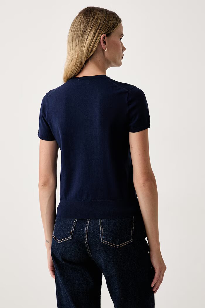 Polo Ralph Lauren пуловер с къси ръкави дамски с памук тъмносин 211971872