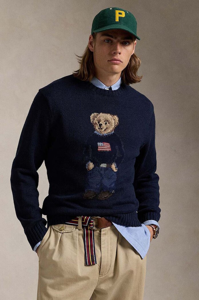 Polo Ralph Lauren Пуловер с лен в тъмносиньо 710946137
