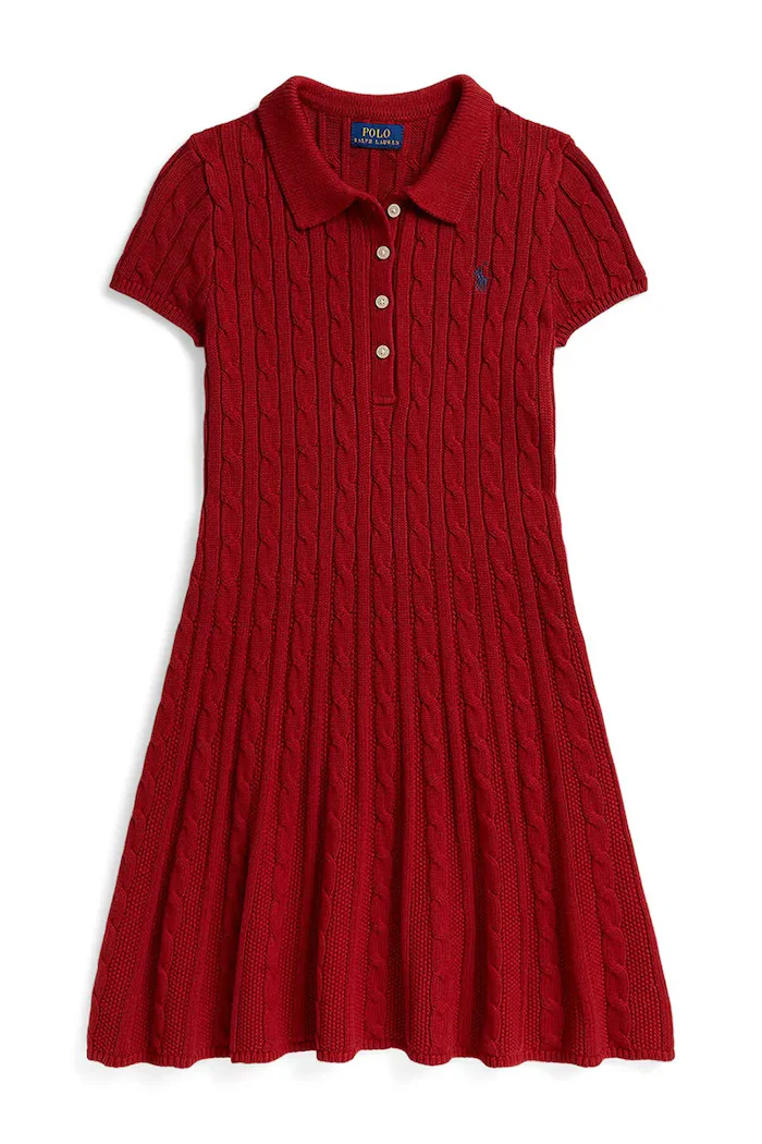 Polo Ralph Lauren разкроена рокля от памук червена 313916526502