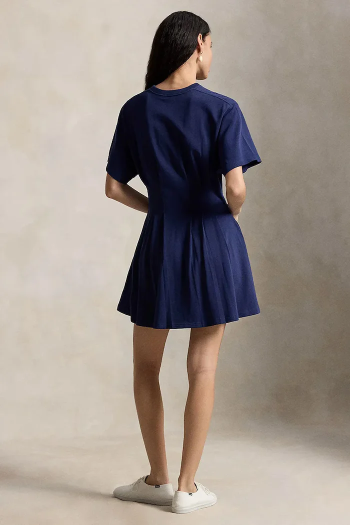 Polo Ralph Lauren разкроена рокля от памук JERSY-KNT-DRESSES тъмносиня 211A96342004