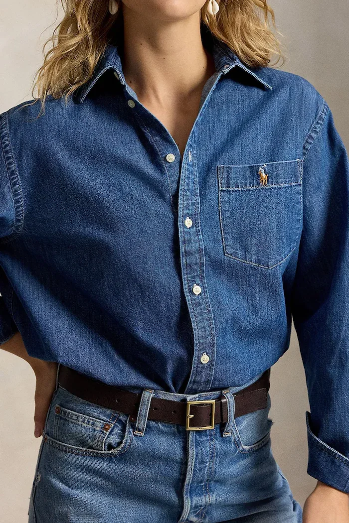 Polo Ralph Lauren риза дамска от деним синя 211B17146
