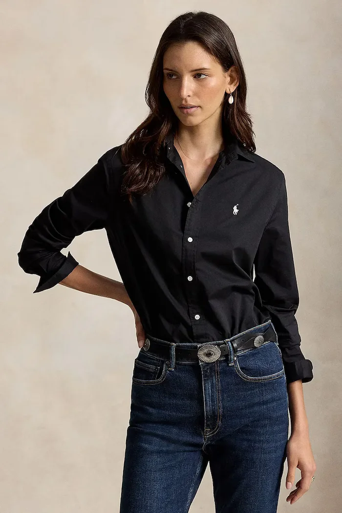 Polo Ralph Lauren риза дамска от памук черна 211A92177