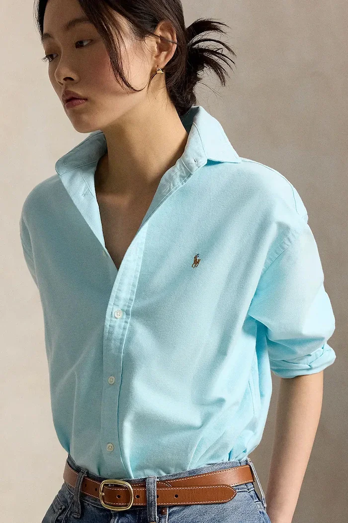 Polo Ralph Lauren риза дамска от памук синя 211B28999