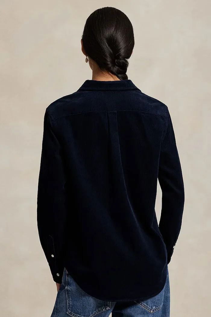 Polo Ralph Lauren риза дамска от памук тъмносиня 211A93203