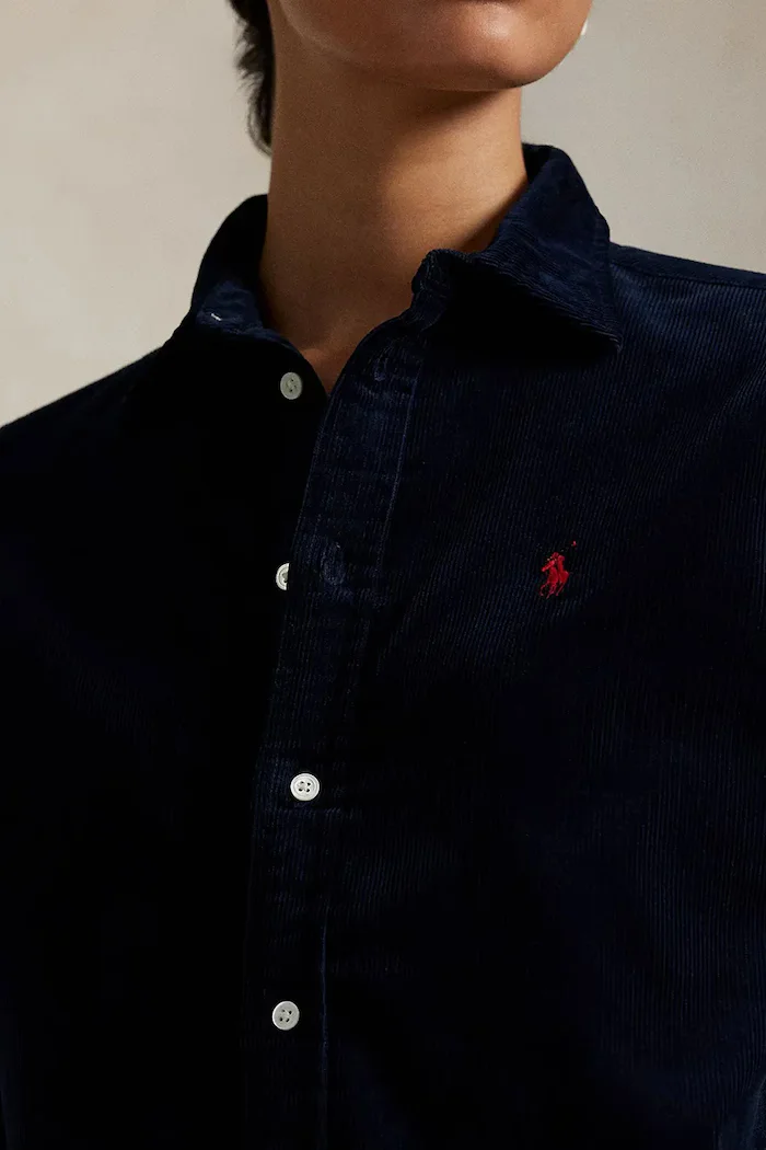 Polo Ralph Lauren риза дамска от памук тъмносиня 211A93203
