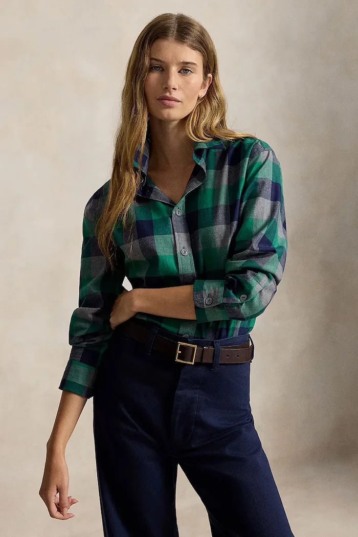 Polo Ralph Lauren риза дамска от памук зелена 211B36268