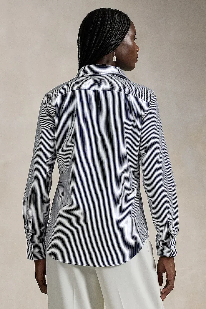 Polo Ralph Lauren Риза дамска в синьо със стандартна кройка с класическа яка 211891379