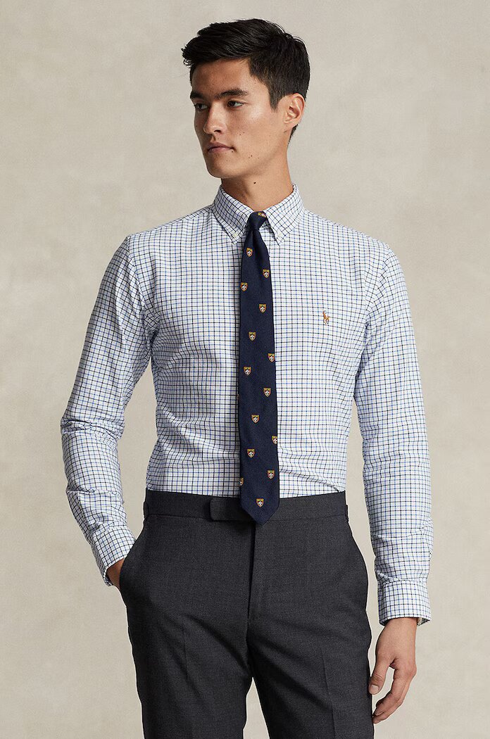Polo Ralph Lauren риза мъжка от памук бяла на каре 710922273