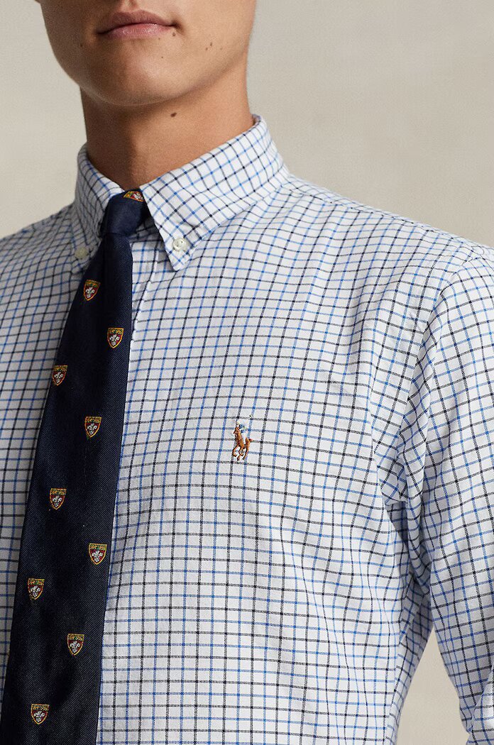 Polo Ralph Lauren риза мъжка от памук бяла на каре 710922273
