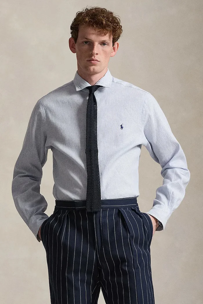 Polo Ralph Lauren риза мъжка от памук синя 710B16697