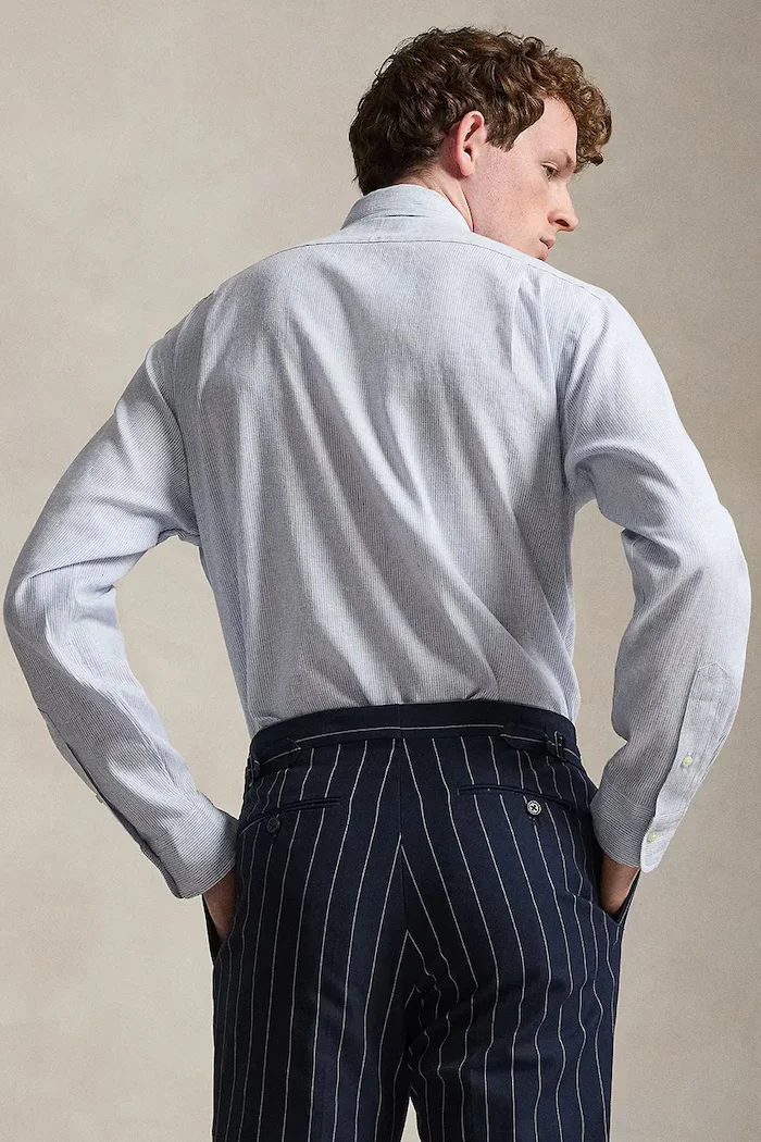 Polo Ralph Lauren риза мъжка от памук синя 710B16697