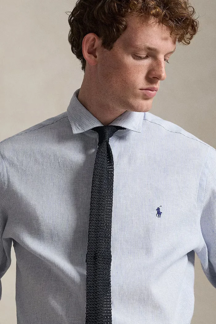 Polo Ralph Lauren риза мъжка от памук синя 710B16697