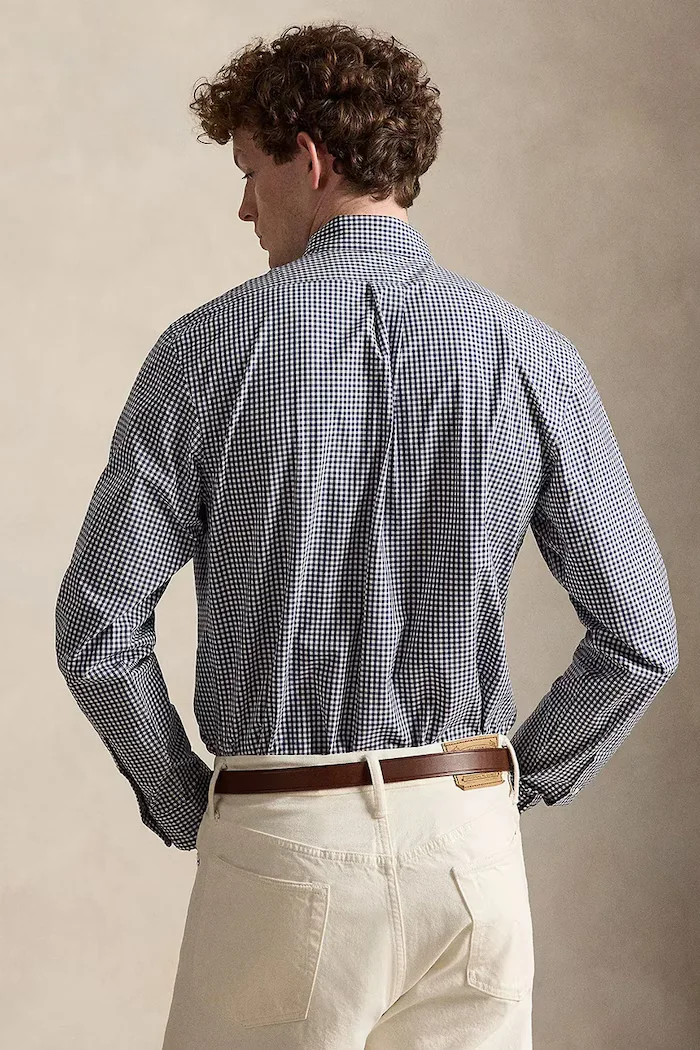 Polo Ralph Lauren риза мъжка от памук синя на каре 710929347