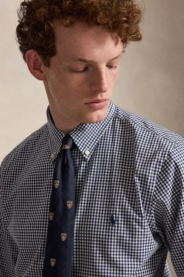 Polo Ralph Lauren риза мъжка от памук синя на каре 710929347