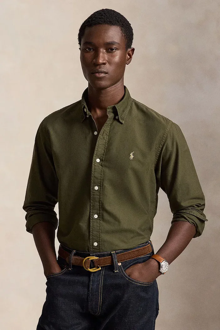 Polo Ralph Lauren риза мъжка от памук зелена 710805564
