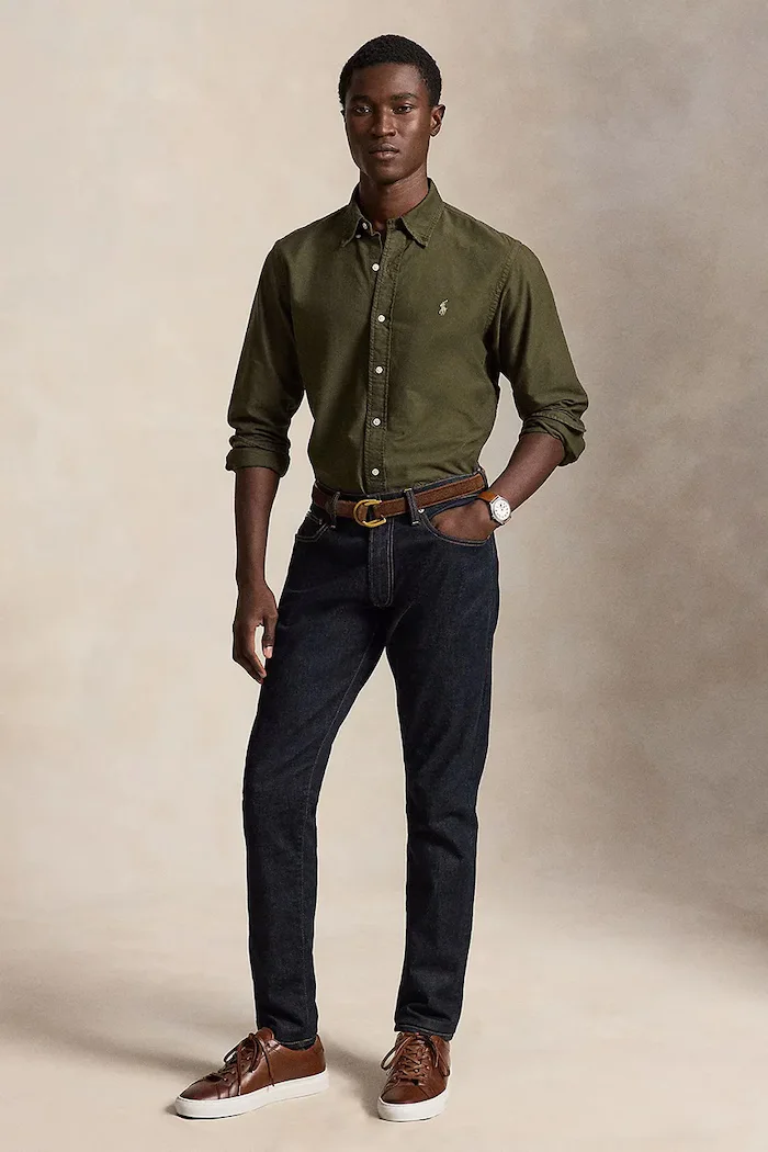 Polo Ralph Lauren риза мъжка от памук зелена 710805564