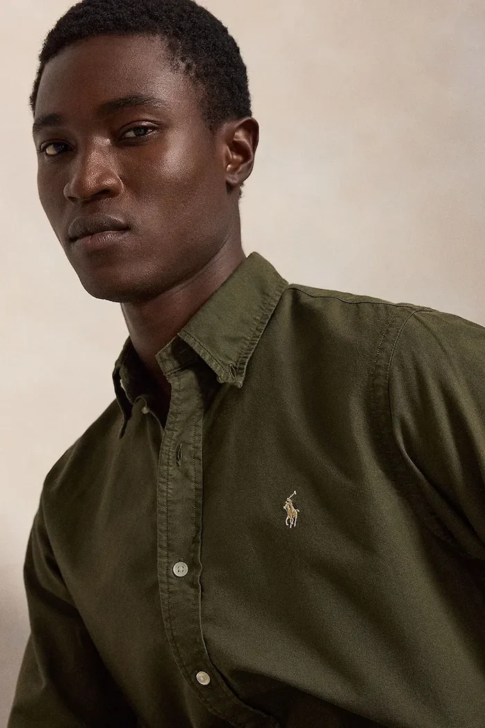 Polo Ralph Lauren риза мъжка от памук зелена 710805564