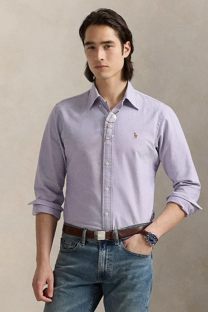Polo Ralph Lauren риза мъжка памучна виолетова 710805562