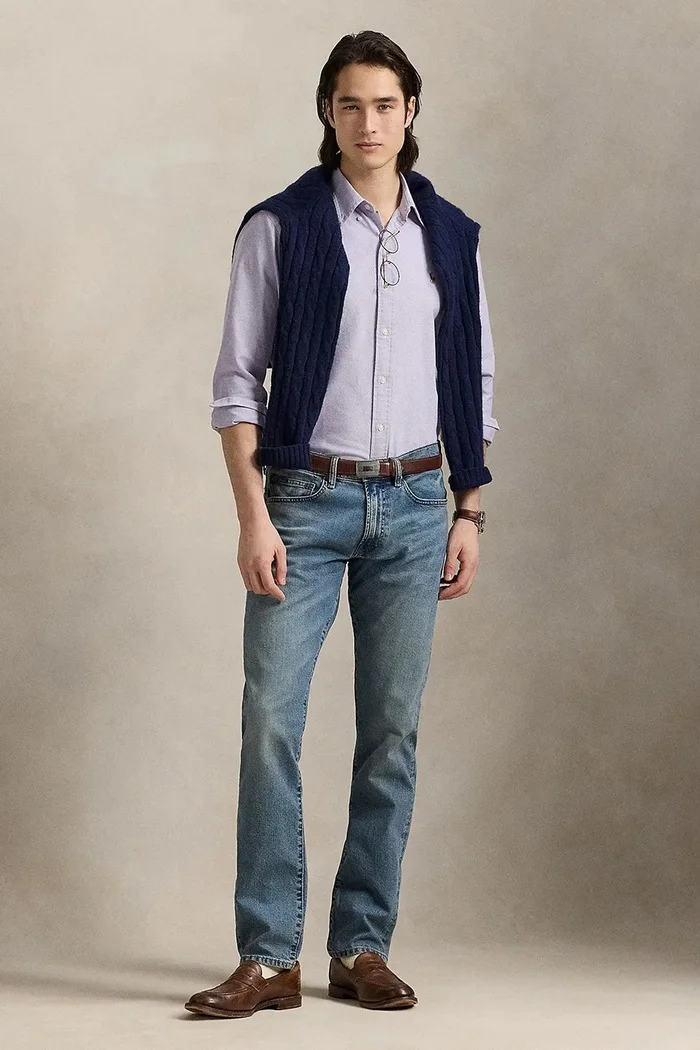 Polo Ralph Lauren риза мъжка памучна виолетова 710805562
