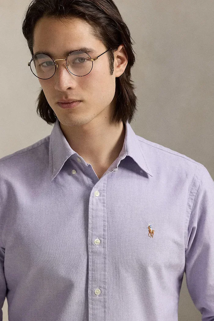 Polo Ralph Lauren риза мъжка памучна виолетова 710805562