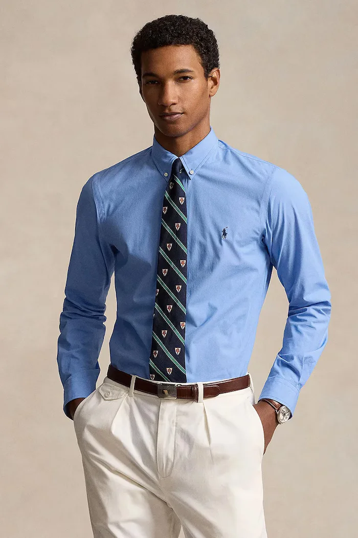 Polo Ralph Lauren риза мъжка с памук синя 710929349