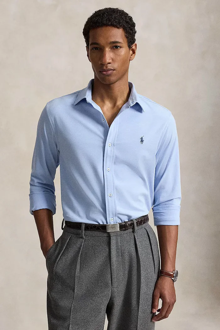 Polo Ralph Lauren риза мъжка с памук синя 710B26145