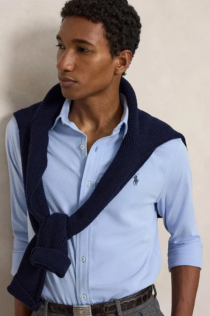 Polo Ralph Lauren риза мъжка с памук синя 710B26145