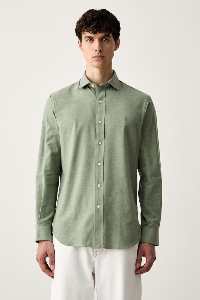 Polo Ralph Lauren риза мъжка с памук зелена 710B22592