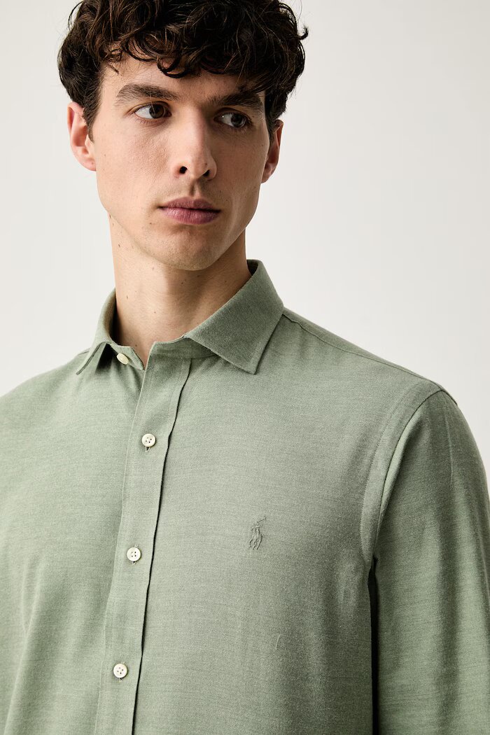 Polo Ralph Lauren риза мъжка с памук зелена 710B22592