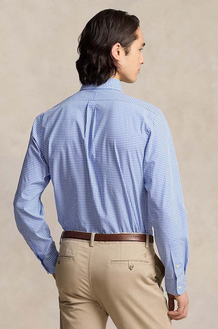 Polo Ralph Lauren Риза мъжка в синьо с кройка по тялото яка копче 710928254