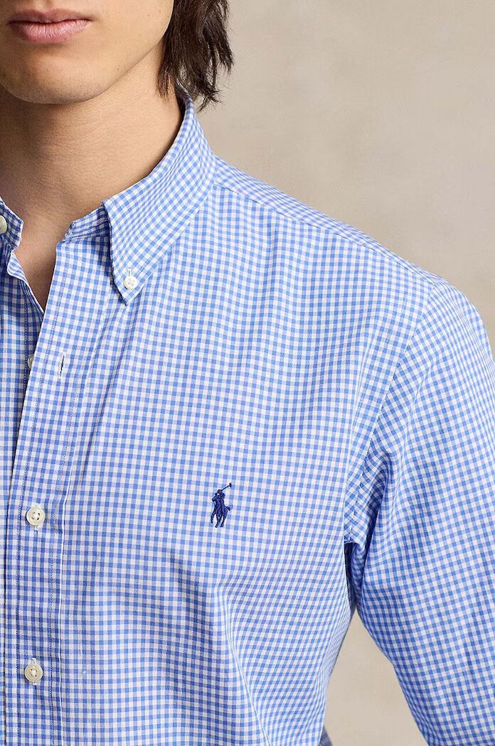 Polo Ralph Lauren Риза мъжка в синьо с кройка по тялото яка копче 710928254