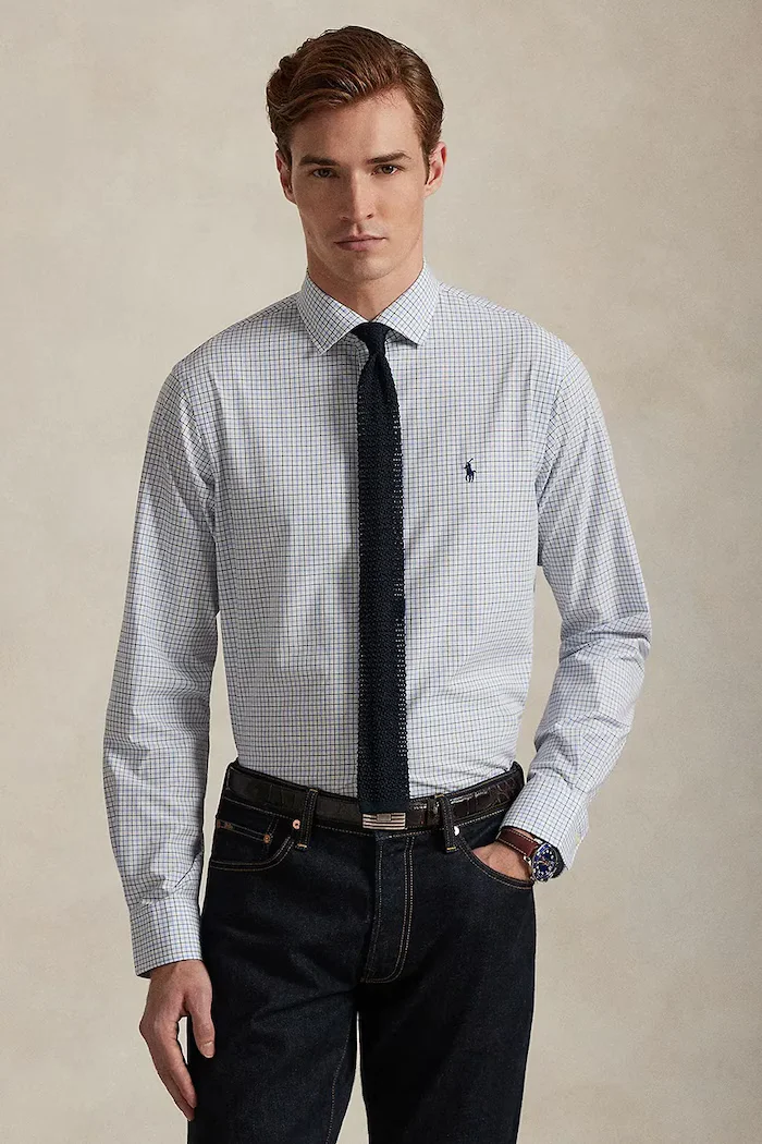 Polo Ralph Lauren Риза в бяло с кройка по тялото с италианска яка 710968938
