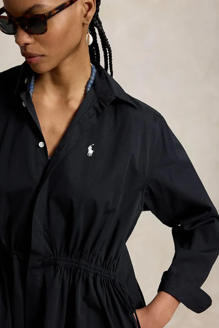 Polo Ralph Lauren рокля от памук MW CTN PW-WVN-DRESSES черна 211B19986002