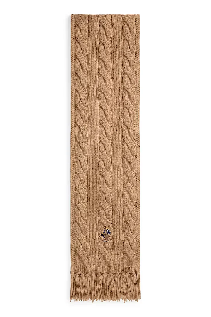 Polo Ralph Lauren шал дамски от вълнена материя кафяв 455P18119