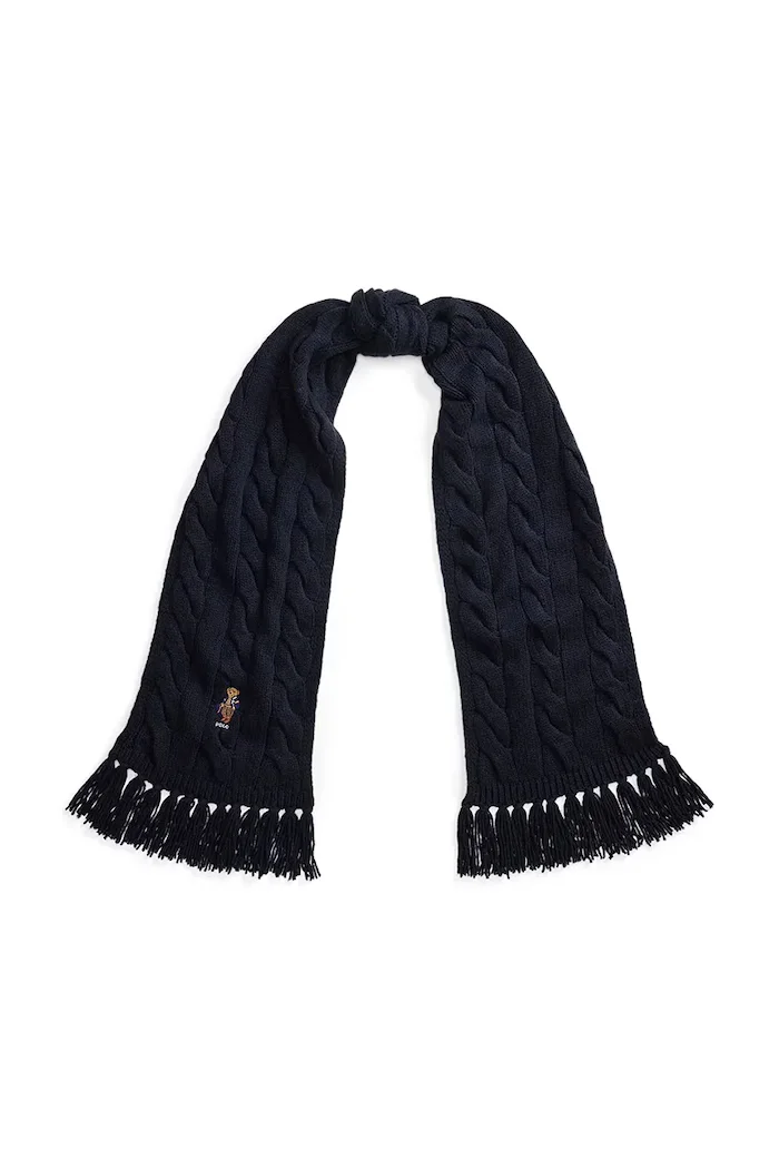 Polo Ralph Lauren шал дамски от вълнена материя тъмносин 455P18119