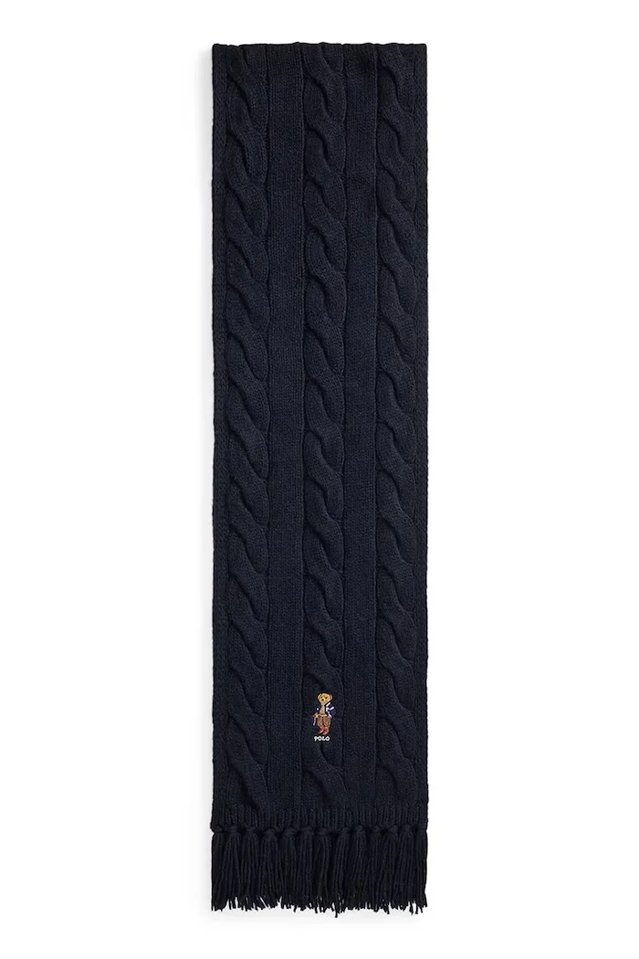Polo Ralph Lauren шал дамски от вълнена материя тъмносин 455P18119