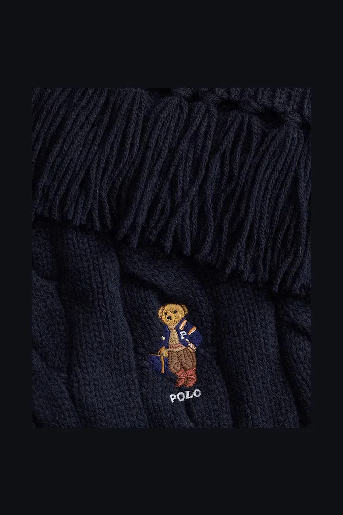 Polo Ralph Lauren шал дамски от вълнена материя тъмносин 455P18119
