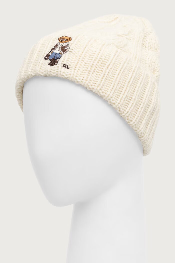 Polo Ralph Lauren шапка дамска от вълнена материя бежова 455P23848