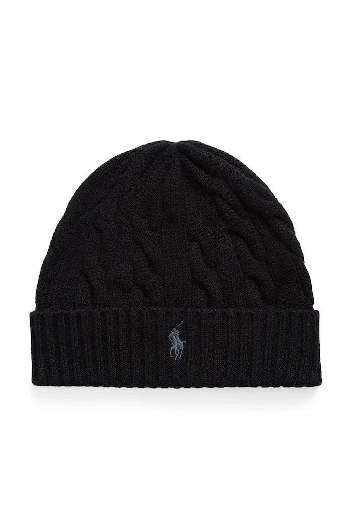 Polo Ralph Lauren шапка мъжка от вълна черна 710B23668