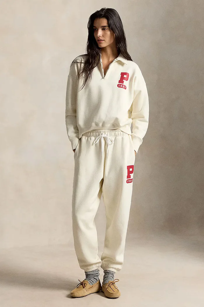 Polo Ralph Lauren спортен панталон дамски с памук бежов 211B17560