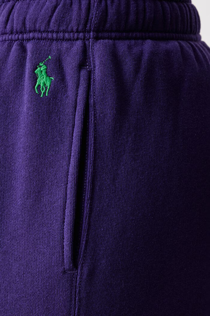 Polo Ralph Lauren спортен панталон дамски с памук виолетов с висока талия 211977959