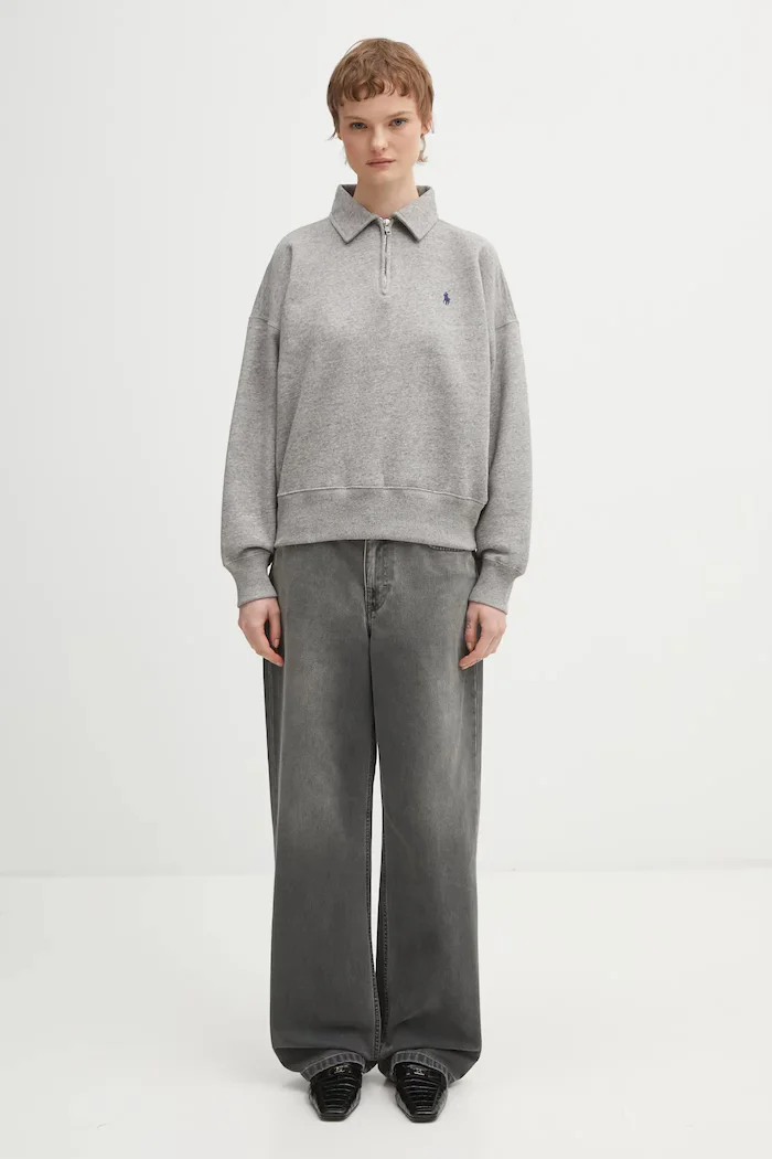 Polo Ralph Lauren Суичър ARCTIC FLEECE в сиво с изчистен дизайн 211B18685004