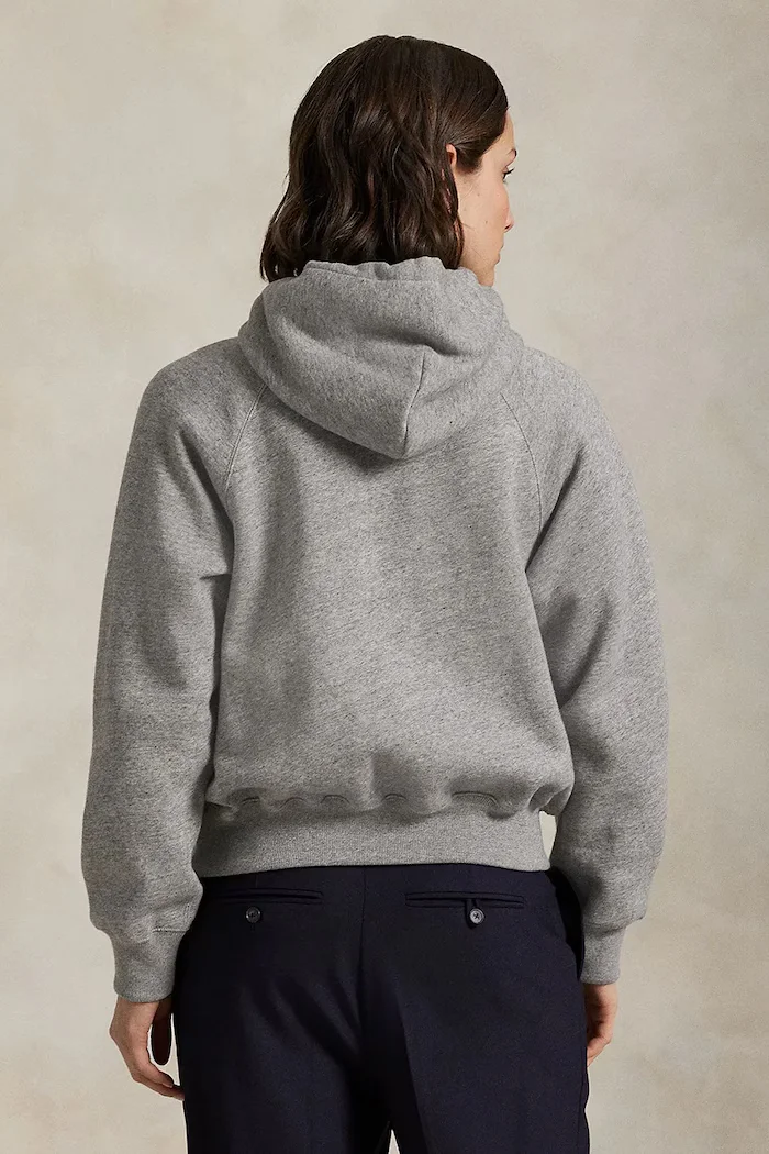 Polo Ralph Lauren Суичър ARCTIC FLEECE в сиво с качулка с меланжов десен 211971698004