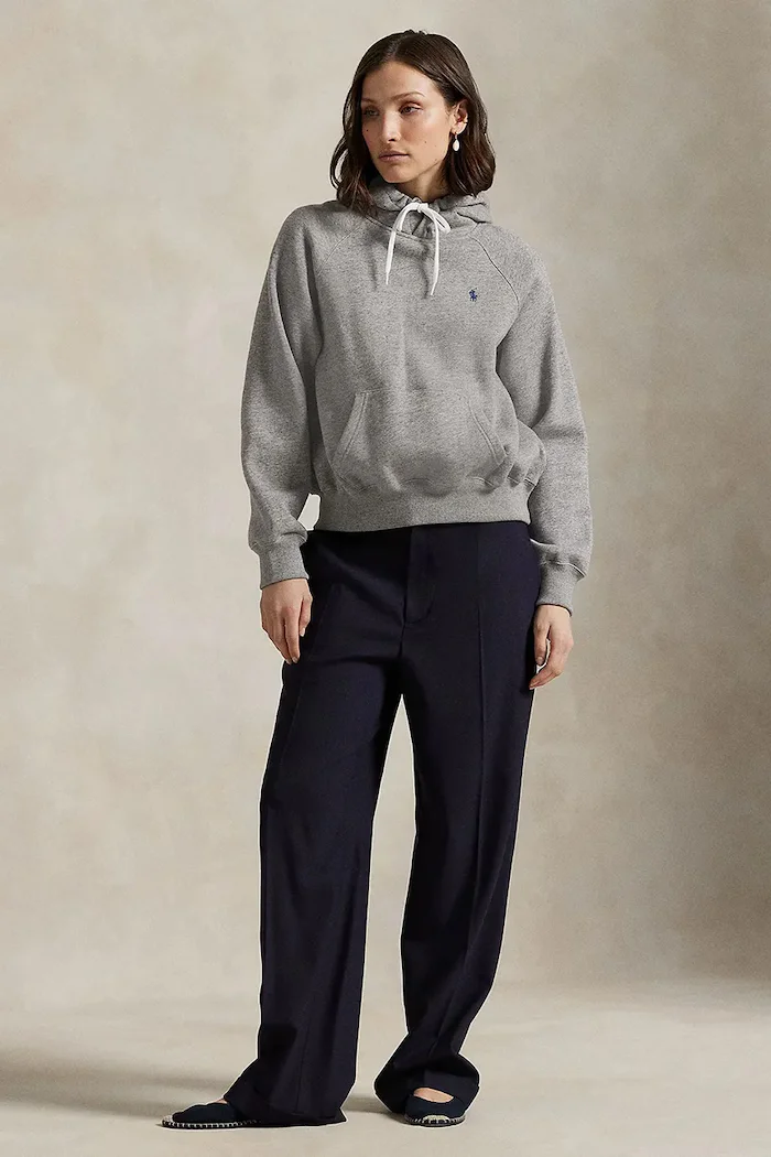 Polo Ralph Lauren Суичър ARCTIC FLEECE в сиво с качулка с меланжов десен 211971698004