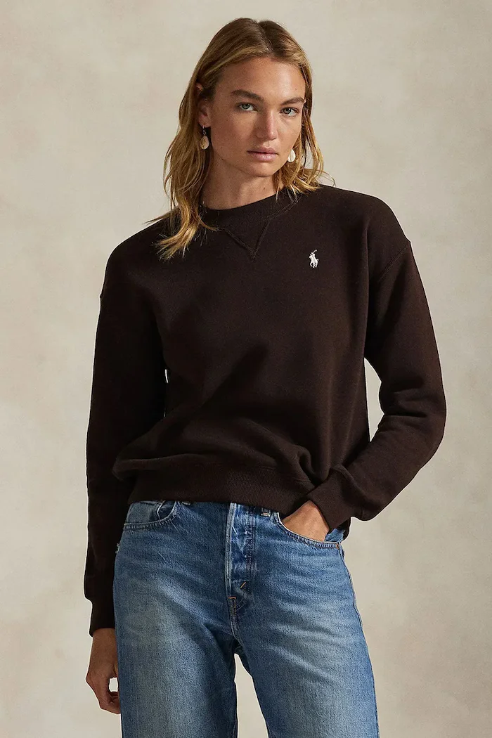 Polo Ralph Lauren суичър дамски с памук кафяв 211971697