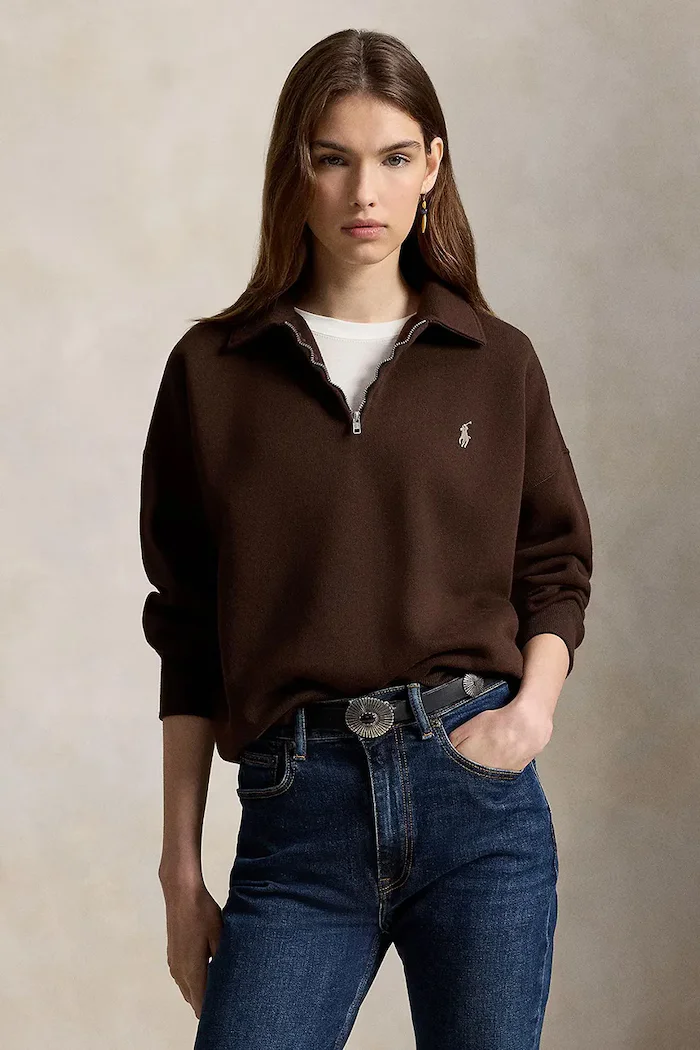 Polo Ralph Lauren суичър дамски с памук кафяв 211B18685