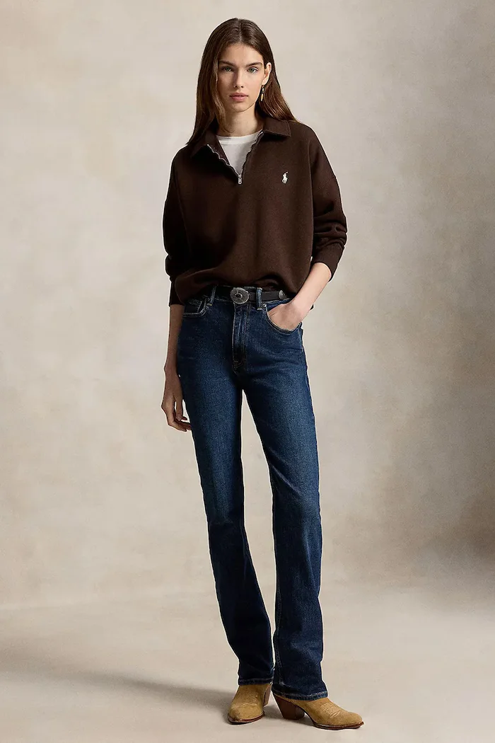 Polo Ralph Lauren суичър дамски с памук кафяв 211B18685