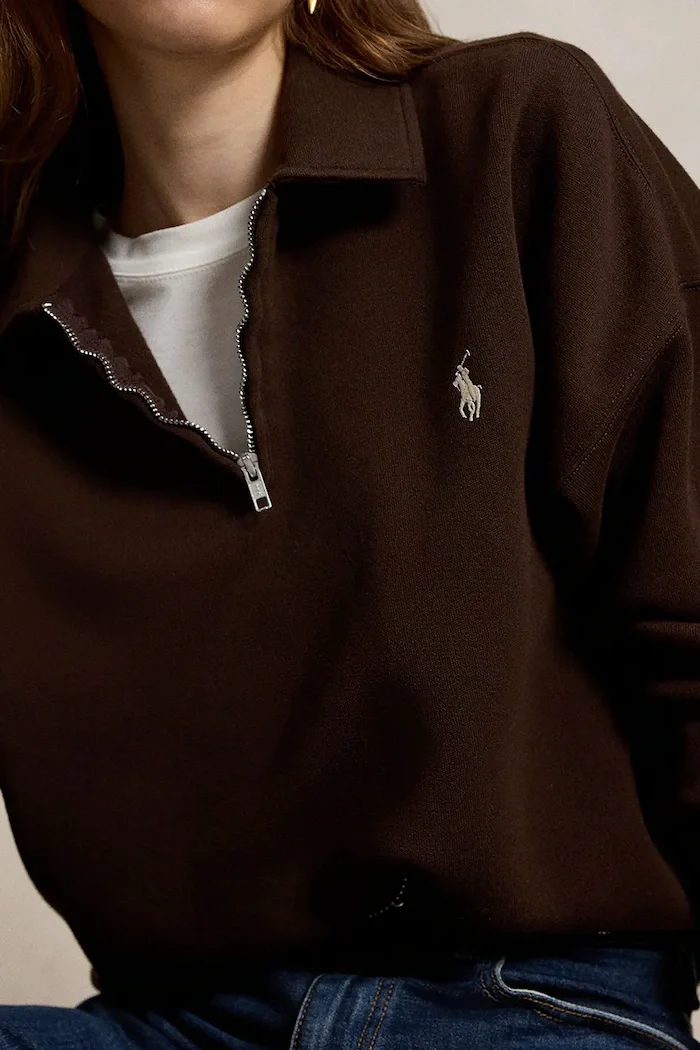 Polo Ralph Lauren суичър дамски с памук кафяв 211B18685